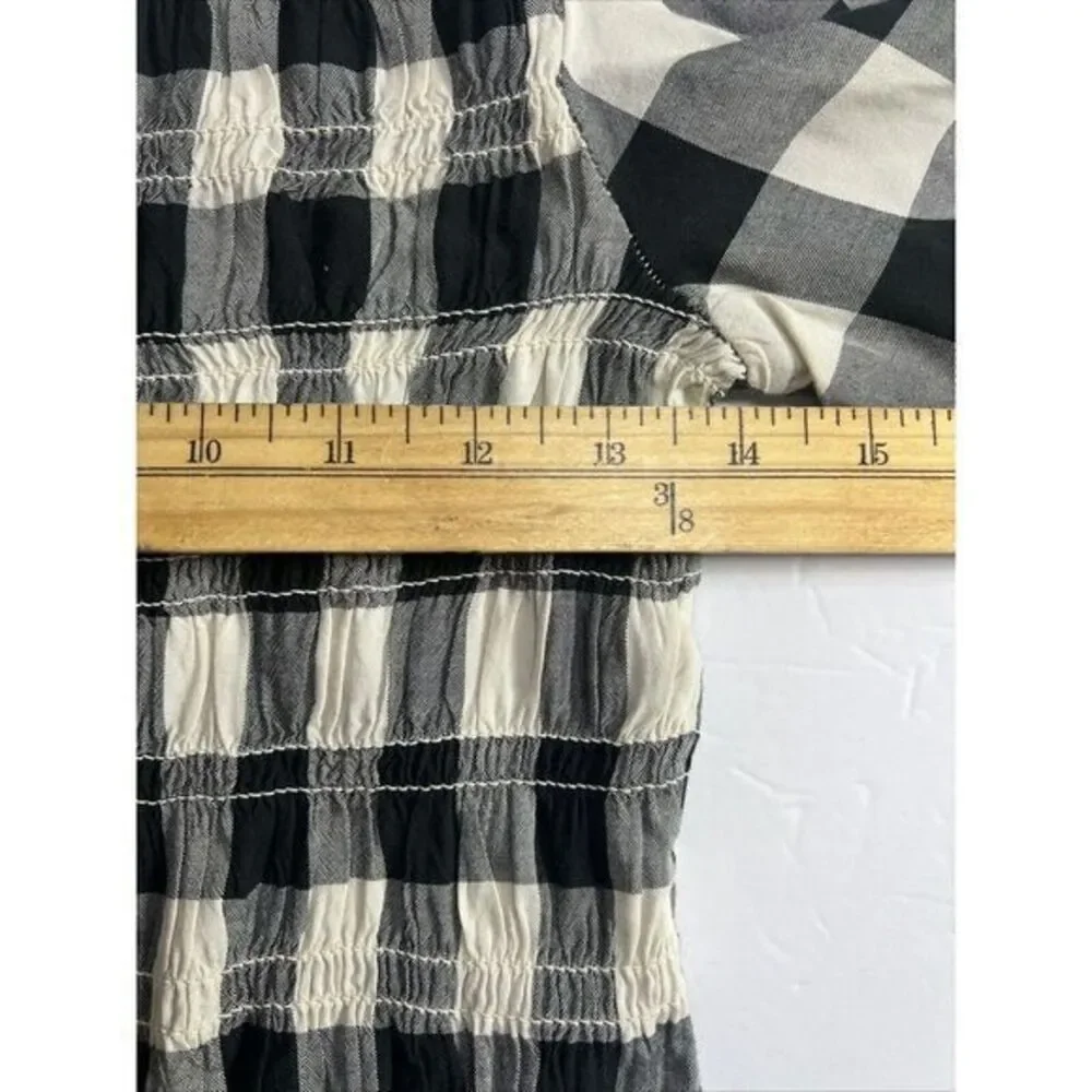 Hanna Andersson Girls Long Sleeve Black Checkered Smocked Dress Size 150/12‎